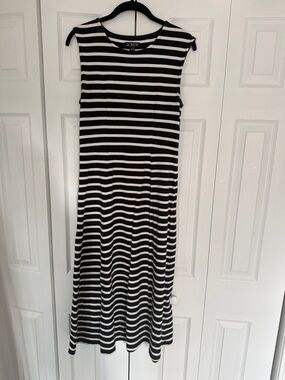 J. Crew Black & White Striped Maxi Dress